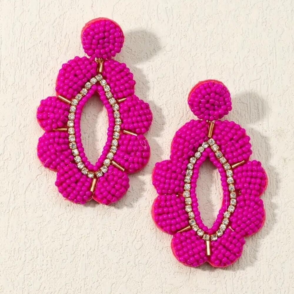 Boho Seed Bead Drop Earrings